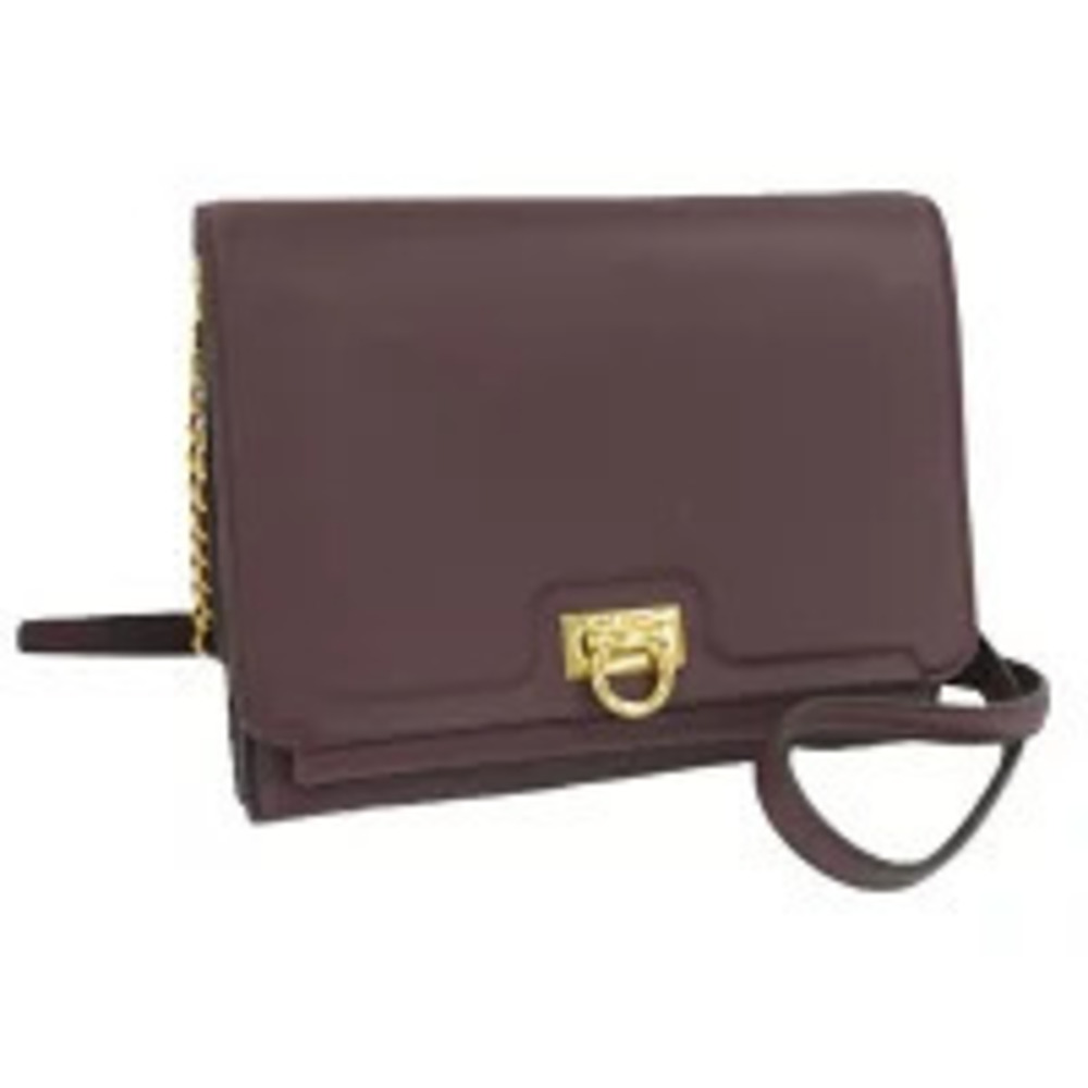 Salvatore Ferragamo Shoulder Bag Gancini Leather Wine Red